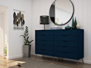 10-drawer double tall dresser with metal legs in tatiana midnight blue main photo