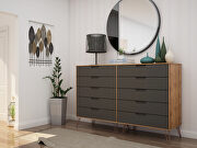 10-drawer double tall dresser with metal legs in nature and textured gray main photo
