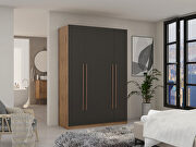 Modern 2-section freestanding wardrobe armoire closet in nature and textured gray main photo