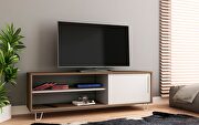 Mid-century - modern 53.15 TV stand with 3 shelves in oak and white main photo