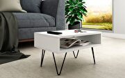 Mid-century - modern 21.06 coffee table with 1 cubby in white main photo