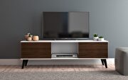Doyers (White) 53.15 mid-century modern TV stand in white and nut brown