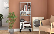 Tall bookcase with 8 shelves in white with black feet main photo