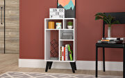 Warren III Low bookcase with 5 shelves in white with black feet
