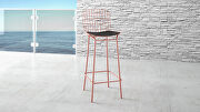 Barstool with seat cushion in rose pink gold and black