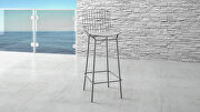 Barstool with seat cushion in charcoal gray and white