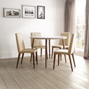Utopia 45.28 modern round dining table with chevron dining chairs in off white and beige - set of 5 main photo