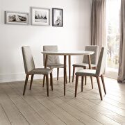Utopia 45.28 modern round dining table with chevron dining chairs in off white and gray - set of 5 main photo