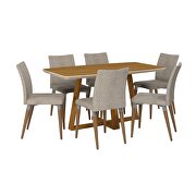 Duffy 62.99 modern rectangle dining table and charles dining chair in cinnamon off white and gray - set of 7 main photo