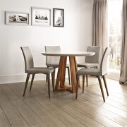 Duffy and Charles II (Gray) Duffy 45.27 modern round dining table and charles dining chairs in off white and dark gray- set of 5