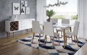 Utopia (Beige) 7-piece 62.99 dining set with 6 dining chairs in white gloss and beige