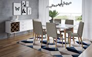 7-piece 62.99 dining set with 6 dining chairs in white gloss and gray main photo