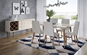 7-piece 62.99 dining set with 6 dining chairs in off white and beige main photo