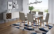 Utopia II (Off White) 7-piece 62.99 dining set with 6 dining chairs in off white and gray