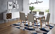 7- piece utopia rectangle dining table and chairs in white gloss and gray main photo