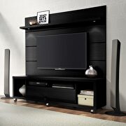 Tv stand and floating wall TV panel with led lights 1.8 in black main photo