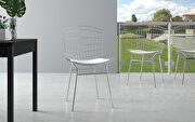 2-piece metal chair with seat cushion in silver and white