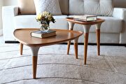 2-piece triangle coffee and end table in cinnamon and off white main photo