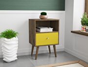 Liberty mid-century - modern nightstand 1.0 with 1 cubby space and 1 drawer in rustic brown and yellow main photo