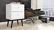 Liberty mid-century - modern nightstand 2.0 with 2 full extension drawers in white with solid wood legs main photo