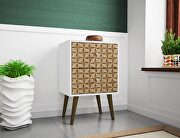 Liberty 3D Liberty mid-century - modern nightstand 2.0 with 2 full extension drawers in white and 3d brown prints