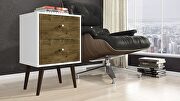 Liberty mid-century - modern nightstand 2.0 with 2 full extension drawers in white and rustic brown with solid wood legs main photo