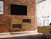 Baxter II (Cinnamon) Mid-century- modern 35.43 TV stand with 4 shelves in cinnamon
