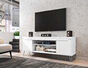 Baxter IV (White) Mid-century - modern 62.99 TV stand with 4 shelves in white