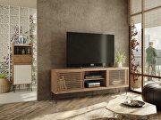 Tv stand with 4 shelves in nature finish main photo