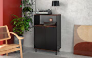 Mosholu (Black) Accent cabinet with 3 shelves in black and nut brown