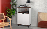 Accent cabinet with 3 shelves in white and nut brown