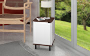 Mosholu (White) Nightstand with 2 shelves in white and nut brown