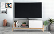 Bowery (White) 55.12 tv stand with 2 shelves in white and oak