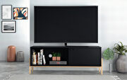 Bowery (Black) 55.12 tv stand with 2 shelves in black and oak
