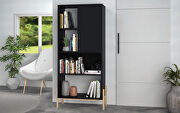 Bowery (Black) Bookcase with 5 shelves in black and oak