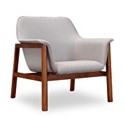 Gray and walnut linen weave accent chair