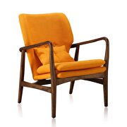 Yellow and walnut linen weave accent chair