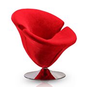 Tulip (Red) Red and polished chrome velvet swivel accent chair