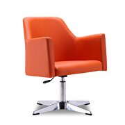 Orange and polished chrome faux leather adjustable height swivel accent chair