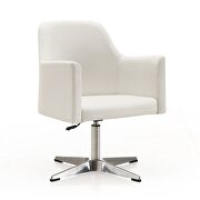 White and polished chrome faux leather adjustable height swivel accent chair main photo