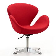 Red and polished chrome wool blend adjustable swivel chair