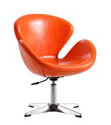 Tangerine and polished chrome faux leather adjustable swivel chair main photo