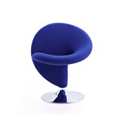 Blue and polished chrome wool blend swivel accent chair main photo