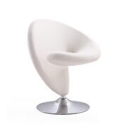 Cream and polished chrome wool blend swivel accent chair main photo