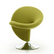Green and polished chrome wool blend swivel accent chair