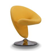 Yellow and polished chrome wool blend swivel accent chair