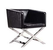 Hollywood (Black) Black and polished chrome faux leather lounge accent chair