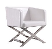 Hollywood (White) White and polished chrome faux leather lounge accent chair