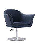 Smokey blue and brushed metal woven swivel adjustable accent chair