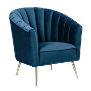 Blue and gold velvet accent chair